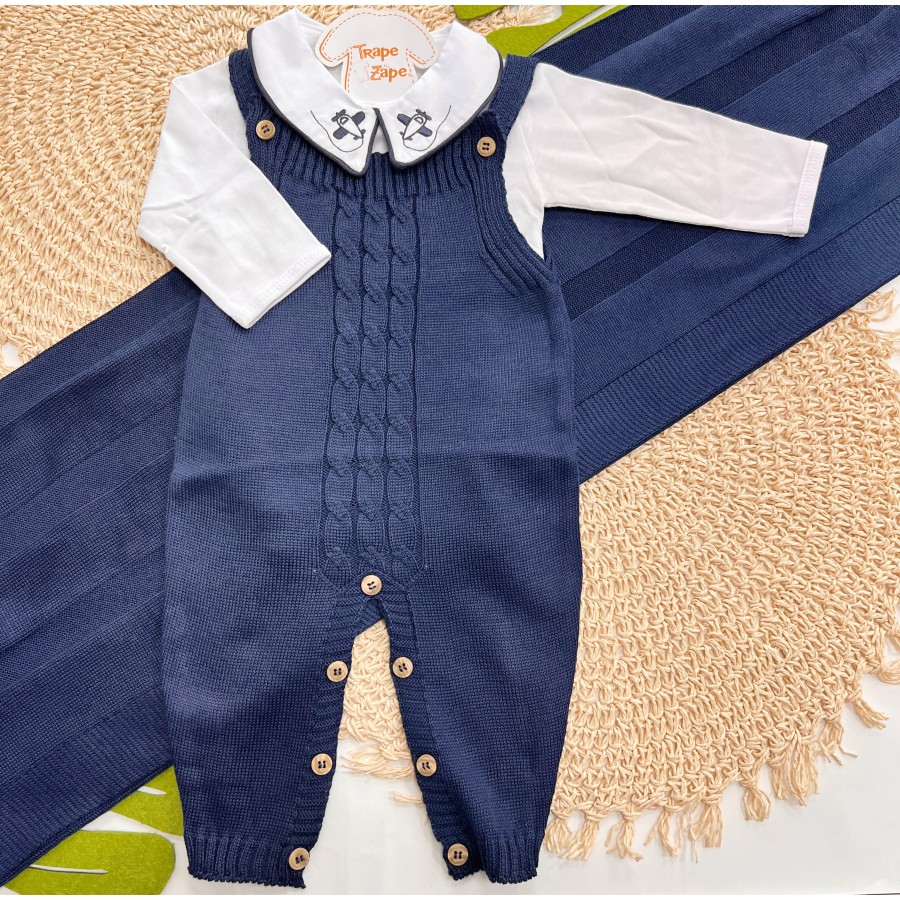  Saída de Maternidade Sam - Azul Marinho Gola Aviaõzinho